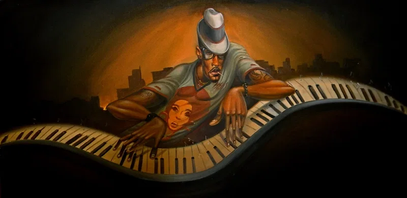 GRAND MASTER JAZZ GICLEE ON CANVAS ARTIST PROOF by Frank Morrison