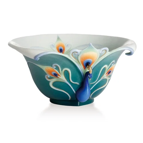 Peacock Splendor decorative bowl by Franz Porcelain — Fine Porcelain