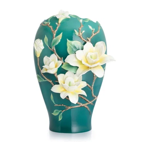 Yellow Magnolia Large Vase Limited Edition by Franz Porcelain