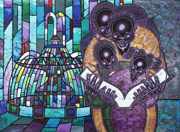 Fountain Family by Larry Poncho Brown — Offset Lithograph