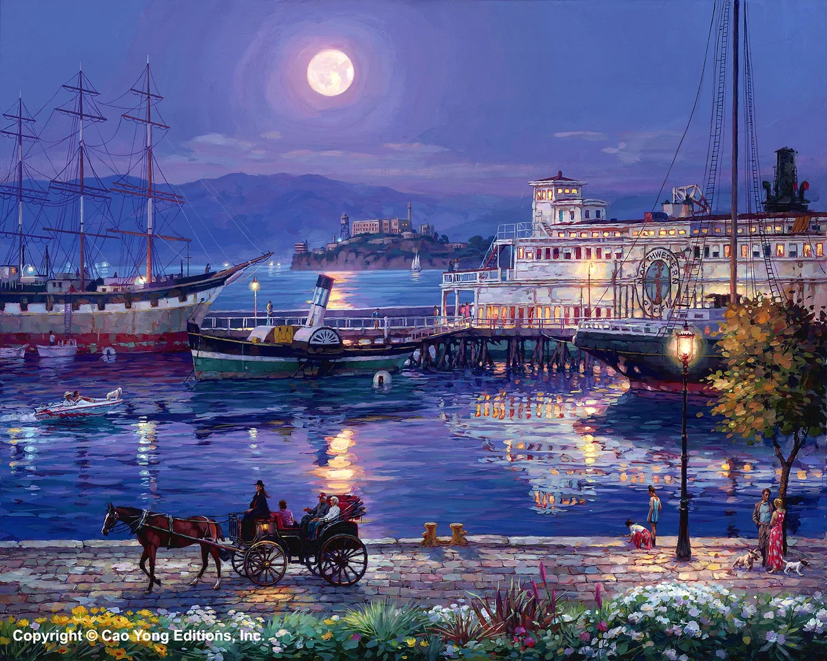 Full Moon by Cao Yong — Giclee On Canvas The Golden Coast Series