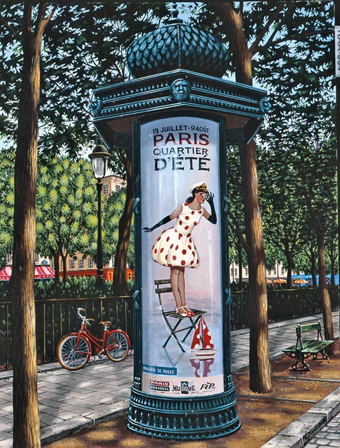 Le Kiosque (I Remember Paris), 2006 by Liudmila Kondakova — hand-signed serigraph on gesso board