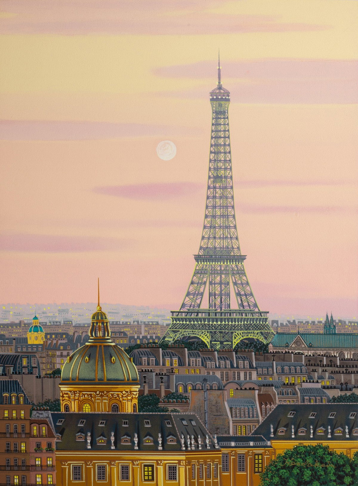 068 - La Tour Eiffel (Toujours Paris), 2005 by Liudmila Kondakova — hand-signed serigraph on gesso board