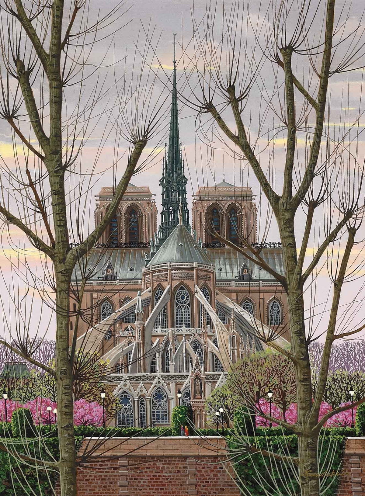 Cathedral Notre-Dame (Toujours Paris), 2005 by Liudmila Kondakova — hand-signed serigraph on gesso board