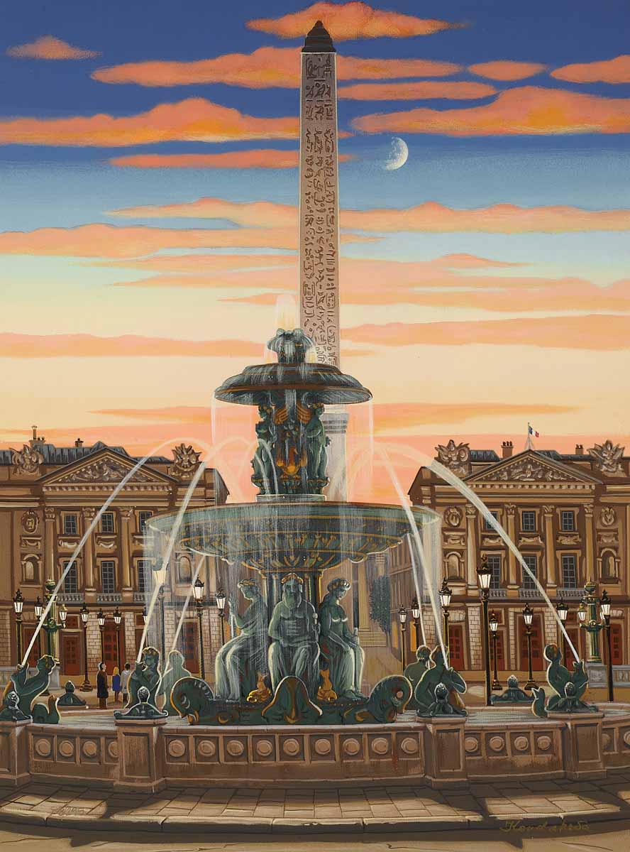 Place de la Concorde (Toujours Paris), 2005 by Liudmila Kondakova — hand-signed serigraph on gesso board