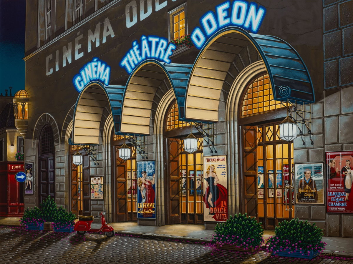 070 - Cinéma Odéon, 2006 by Liudmila Kondakova — hand-signed serigraph on gesso board