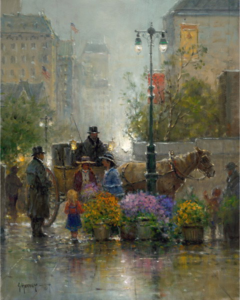 Shopping for Flowers by G. Harvey by G Harvey — Giclee on Canvas
