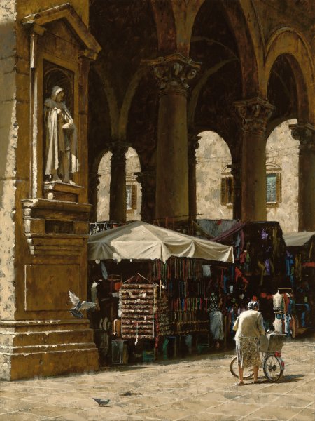 Mercato di Cuoio (The Leather Market) by George Hallmark by George Hallmark — Giclee on Canvas