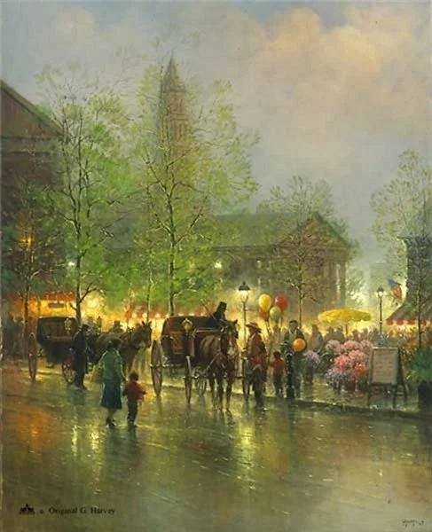 Quincy Market Serigraph on Paper by G Harvey