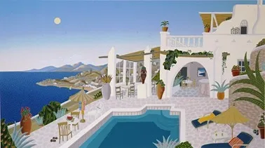 Sunset Hill-Mykonos Deluxe On Canvas by Thomas McKnight