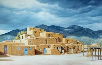 Approaching The Storm Over Taos Pueblo by Lorna Patrick