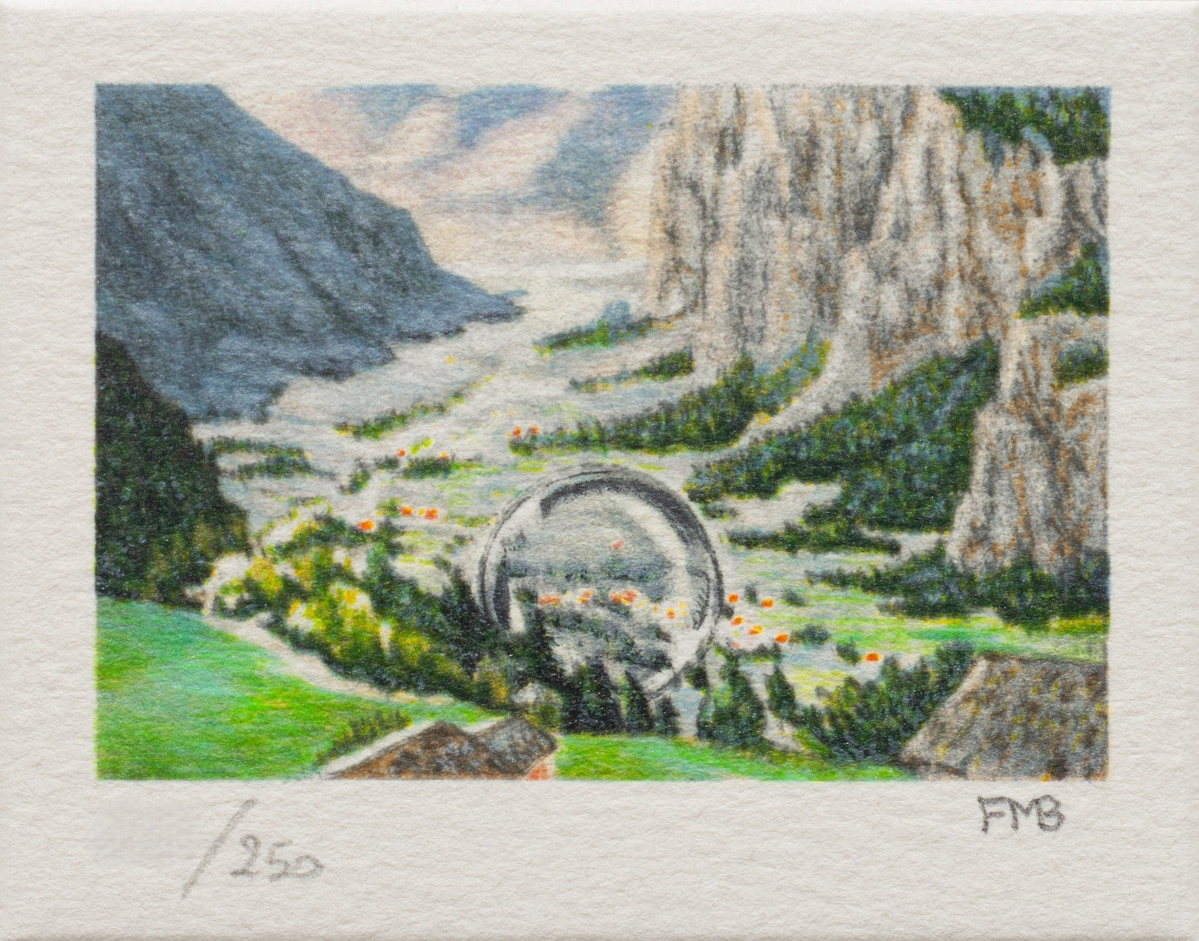 Bubble in Valley, 2000 by Fanny Brennan — hand-signed lithograph