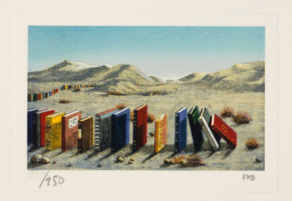 Domino Books, 2000 by Fanny Brennan — hand-signed lithograph