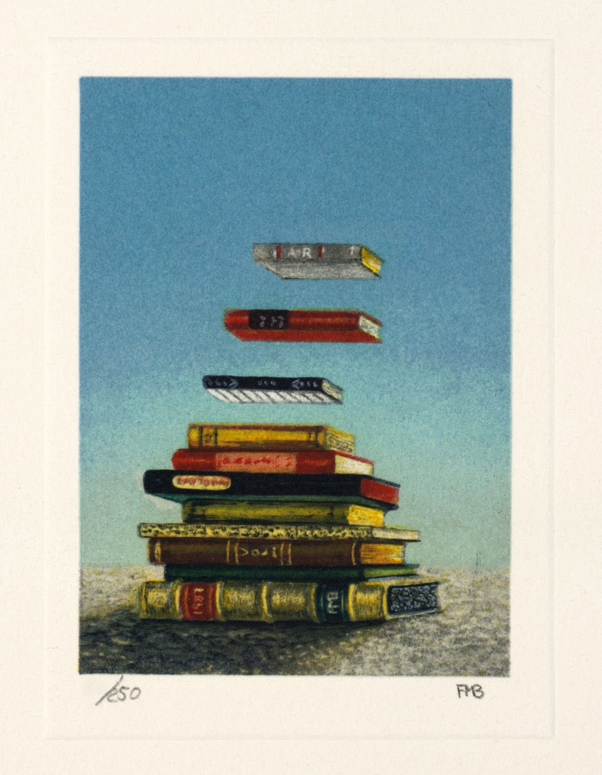 Floating Books, 2000 by Fanny Brennan — hand-signed lithograph