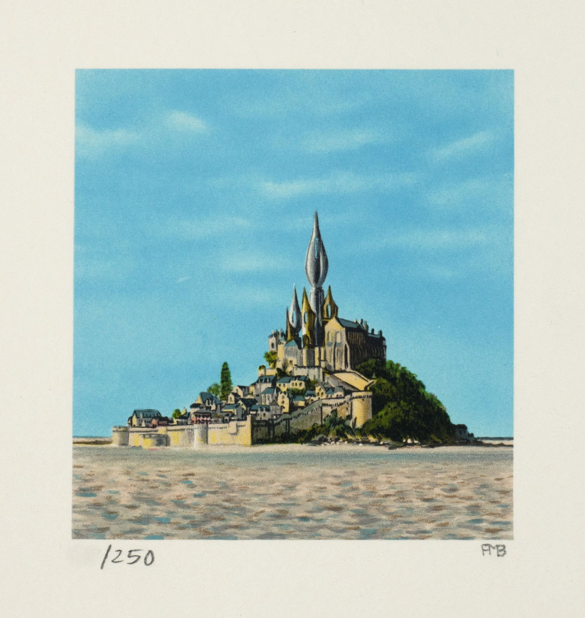 Mont. St. Michel, 1992 by Fanny Brennan — hand-signed lithograph