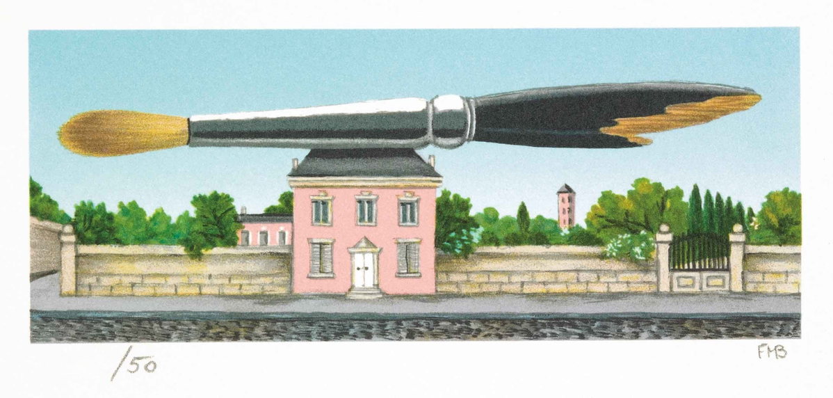 Pink House, 1992 by Fanny Brennan — hand-signed lithograph