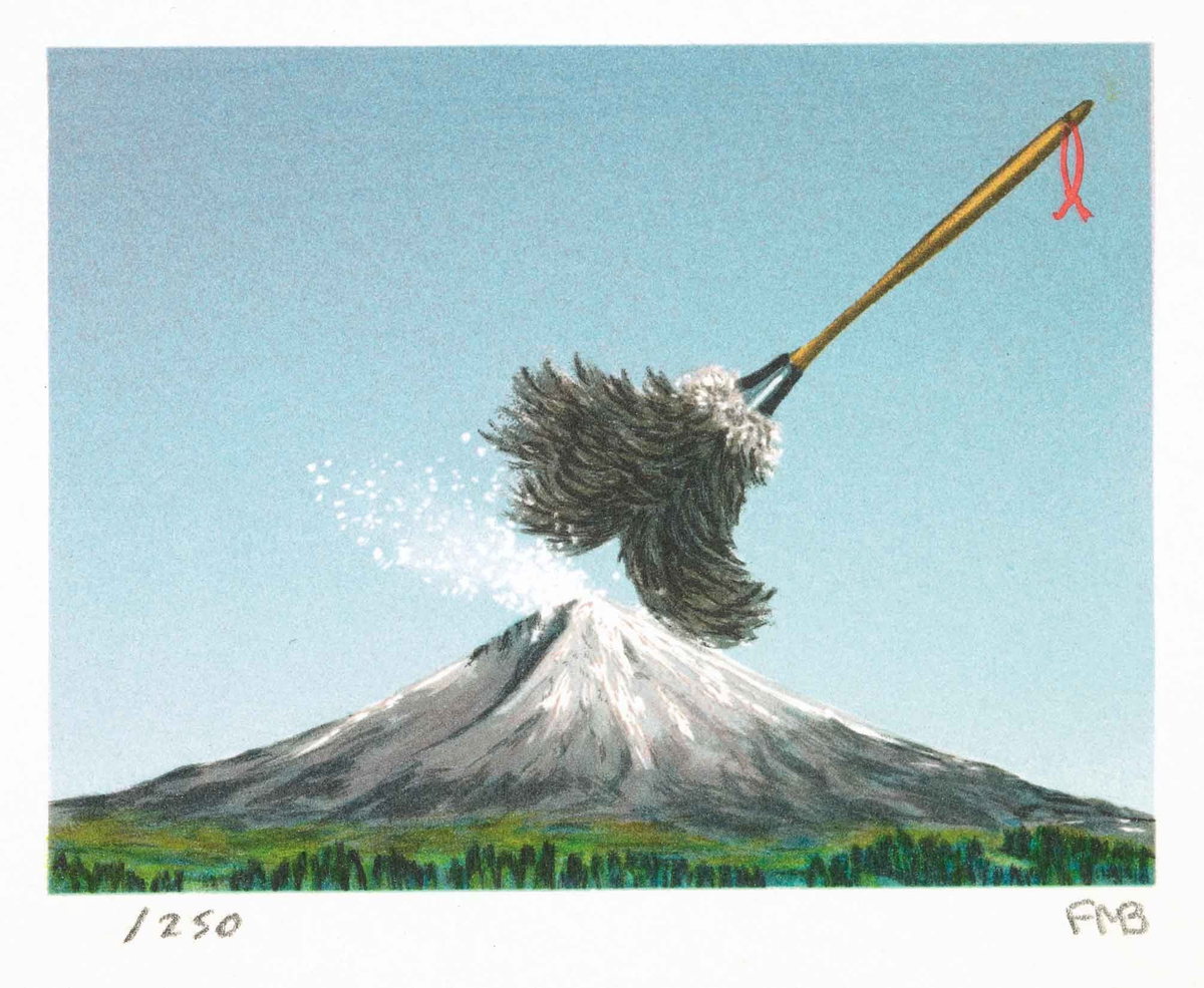 Fuji Under Siege, 1992 by Fanny Brennan — hand-signed lithograph