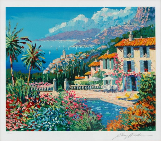 Kerry Hallam「Paradiso」版画AP版 額装 地中海 #457 Paradiso (Italian Riviera Suite), 1996 by Kerry Hallam | hand
