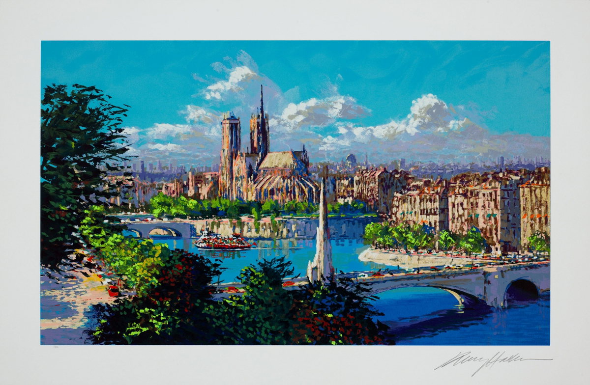 Notre Dame à la Tournelle (London-Paris Suite), 1997 by Kerry Hallam — hand-signed serigraph on paper