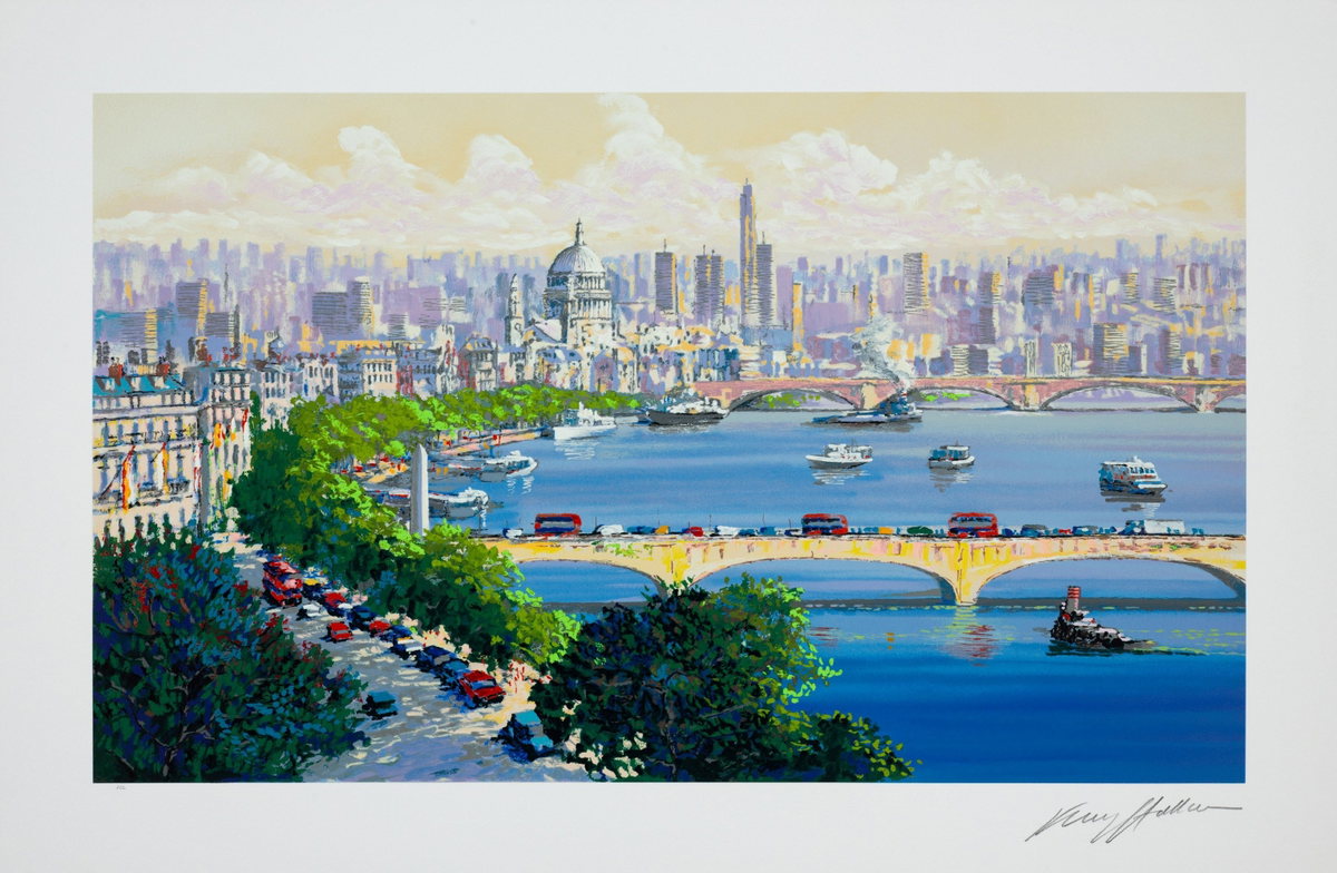 Thames at Waterloo (London-Paris Suite), 1997 by Kerry Hallam — hand-signed serigraph on paper