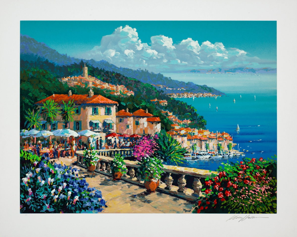 Terrace Rendezvous, 1997 by Kerry Hallam — hand-signed serigraph on paper