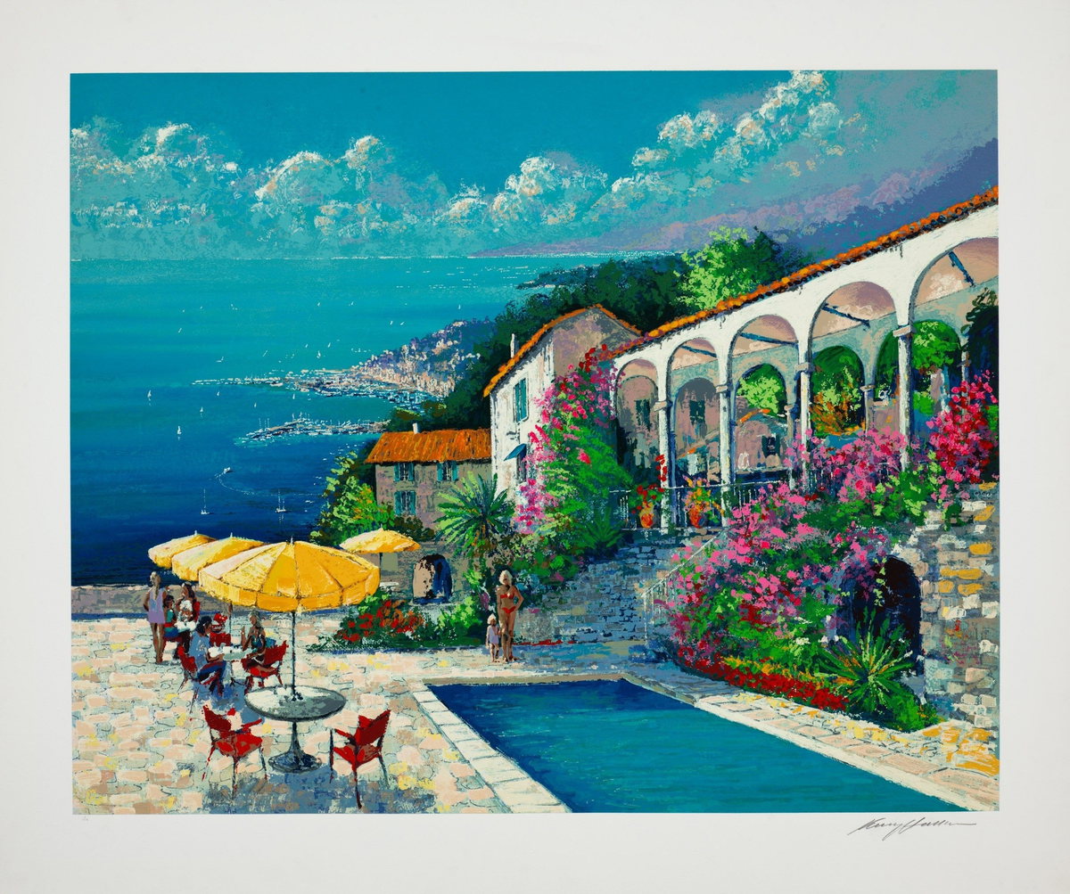 Mediterranean Villa, 1994 by Kerry Hallam — hand-signed serigraph on paper