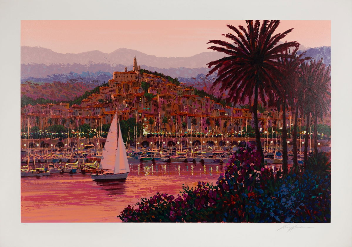 Riviera Twilight, 1999 by Kerry Hallam — hand-signed serigraph on paper