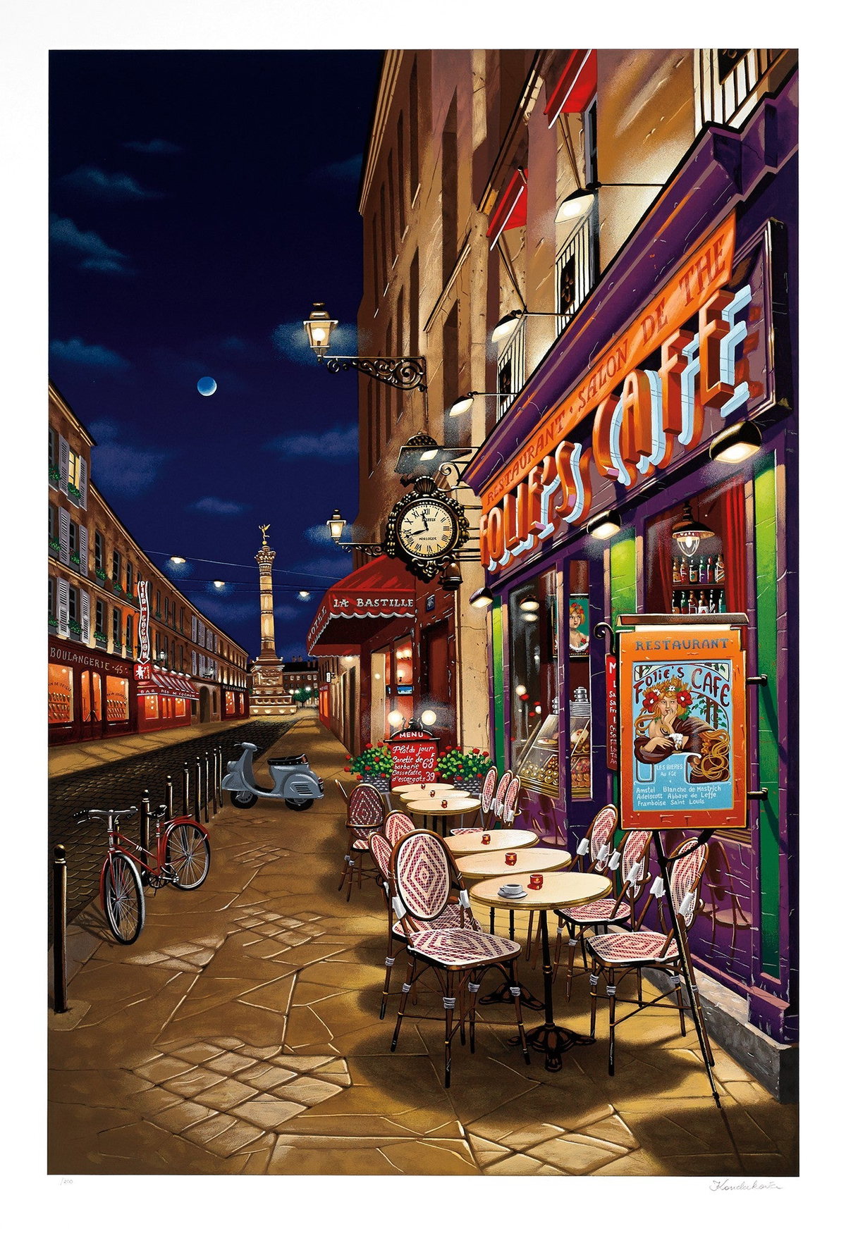 Folie's Cafe, 1998 by Liudmila Kondakova — hand-signed serigraph on paper