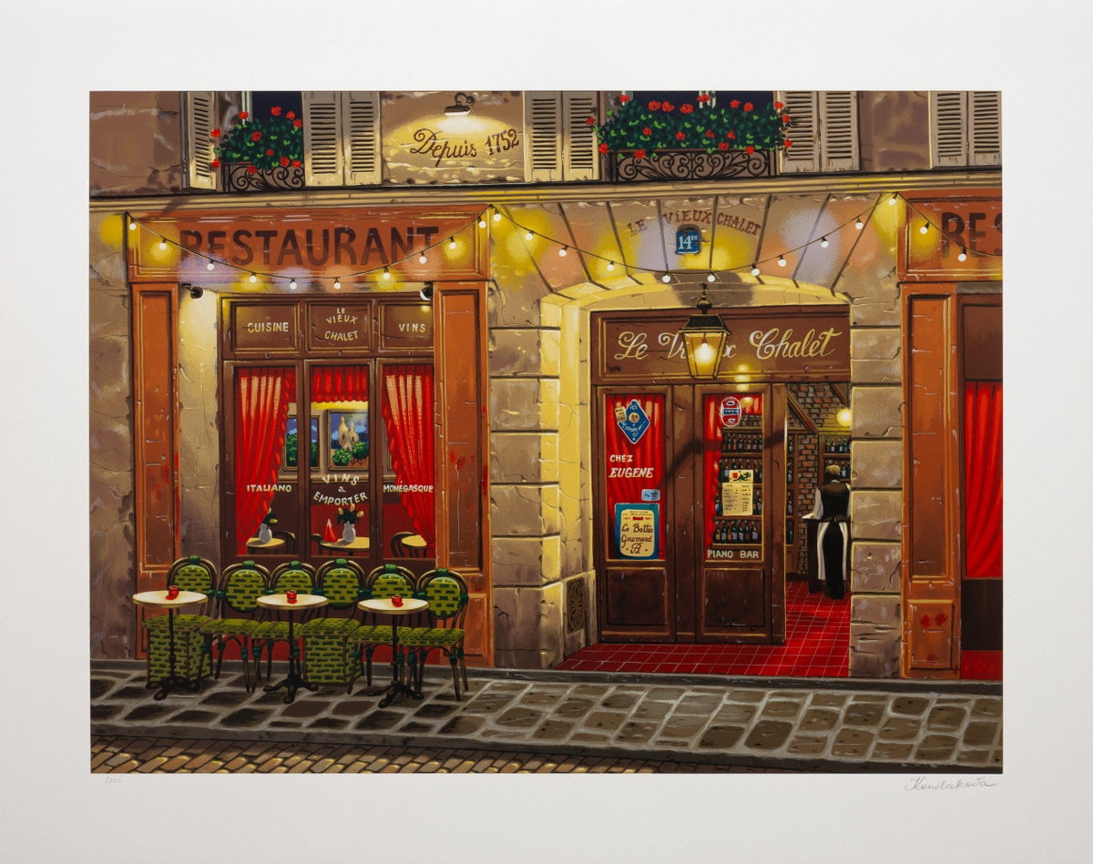 Chez Eugene (Le Vieux Chalet) (Sidewalks of Paris), 1998 by Liudmila Kondakova — hand-signed serigraph