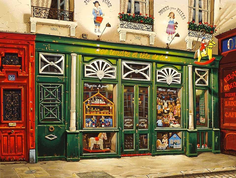 Toy Store (Sidewalks of Paris), 1998 by Liudmila Kondakova — hand-signed serigraph on paper