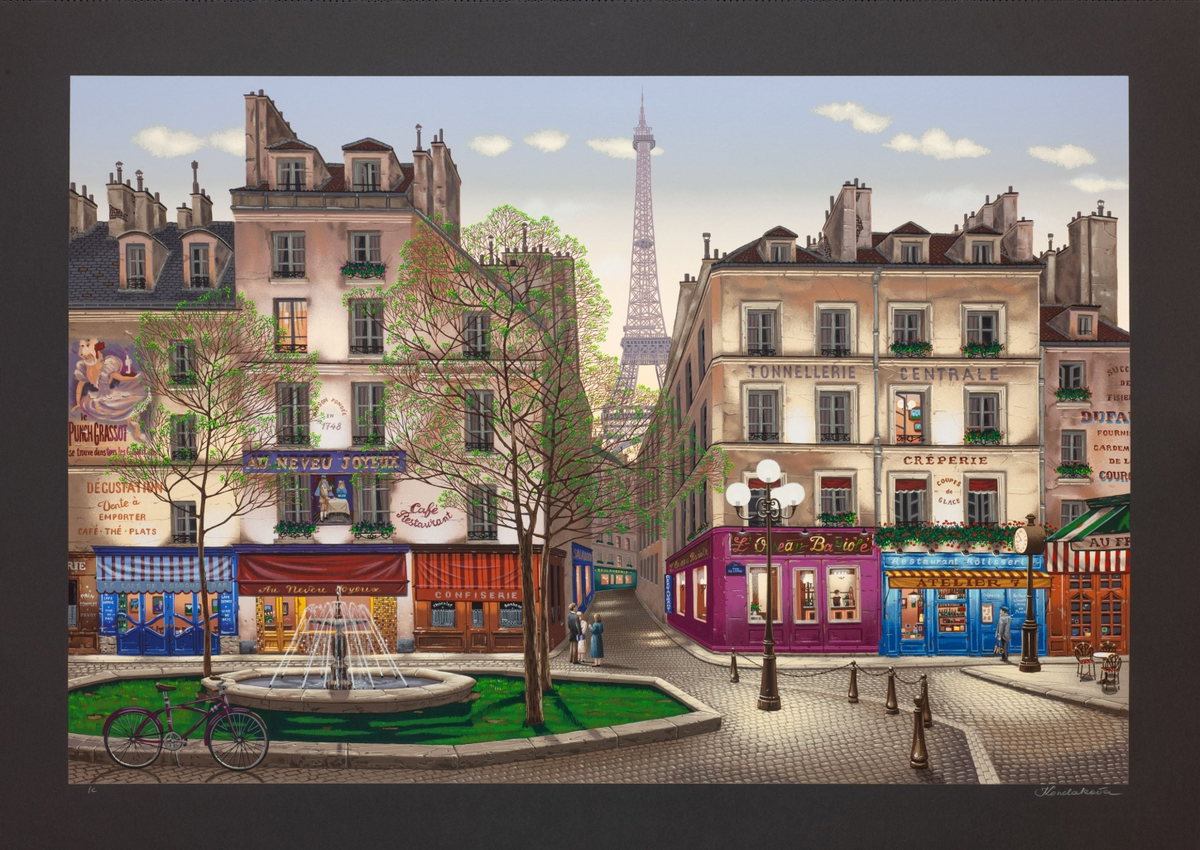 Rive Gauche, 1999 by Liudmila Kondakova — hand-signed serigraph on black paper