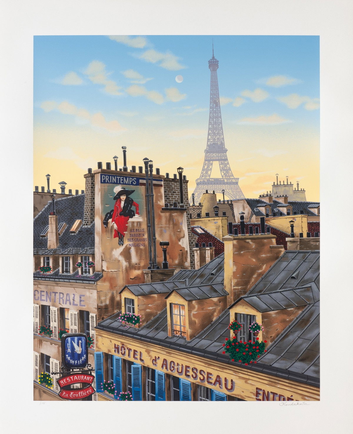 Paris Morning (Rooftops of Paris), 2000 by Liudmila Kondakova — hand-signed serigraph on paper