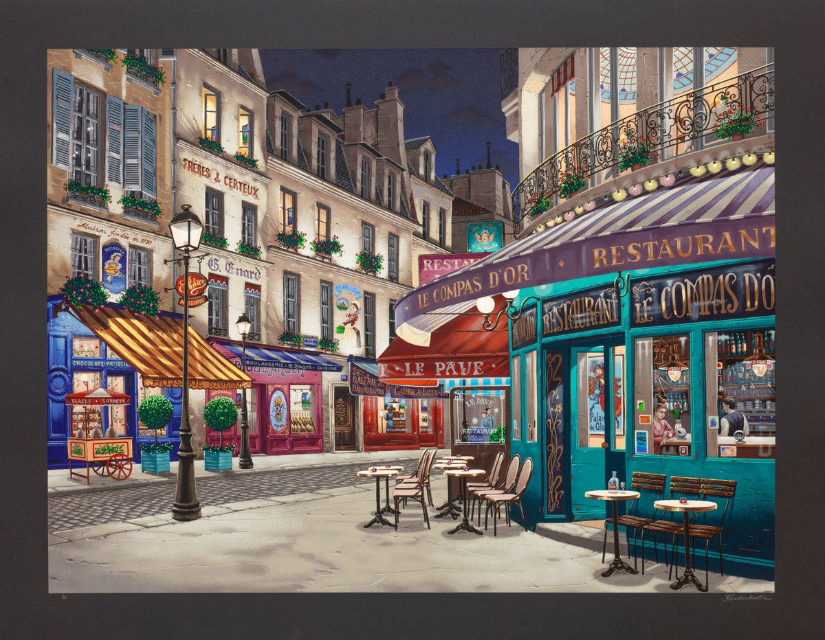 Le Compas d'Or, 2000 by Liudmila Kondakova — hand-signed serigraph on black paper