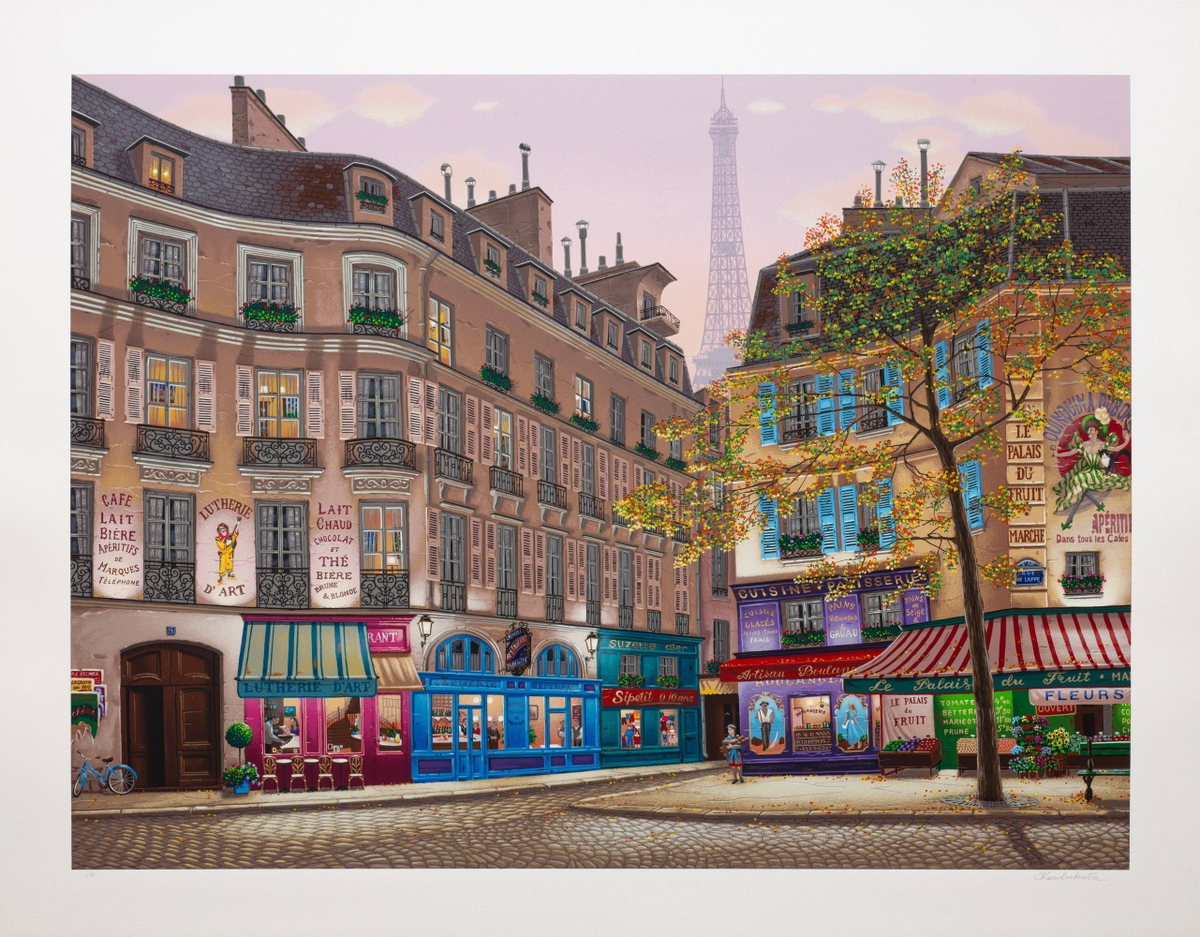 Eiffel Tower at Dawn, 2001 by Liudmila Kondakova — hand-signed serigraph on paper