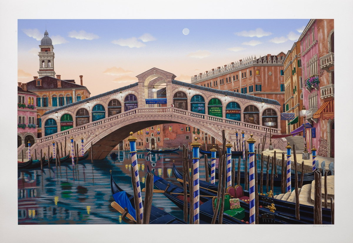 Rialto Bridge at Sunset, 2001 by Liudmila Kondakova — hand-signed serigraph on paper