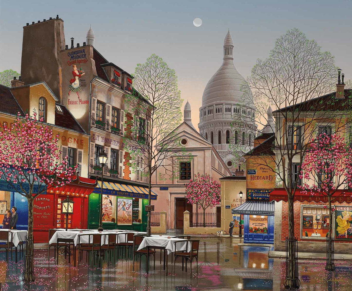 April in Paris, 2002 by Liudmila Kondakova — hand-signed serigraph on black paper
