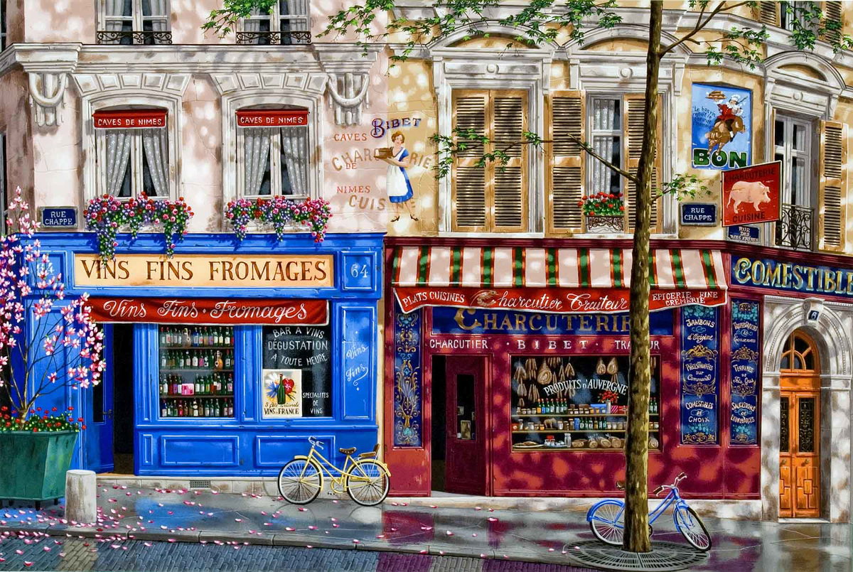 Les Marchés Parisiens, 2002 by Liudmila Kondakova — hand-signed serigraph on paper