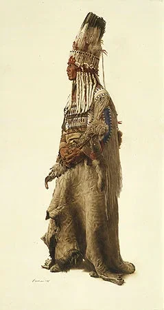 BLACKFOOT CEREMONIAL HEADDRESS by James Bama — Lithograph