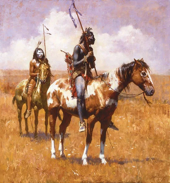 COUP STICKS AND WAR PAINT by Howard Terpning — Giclee On Canvas