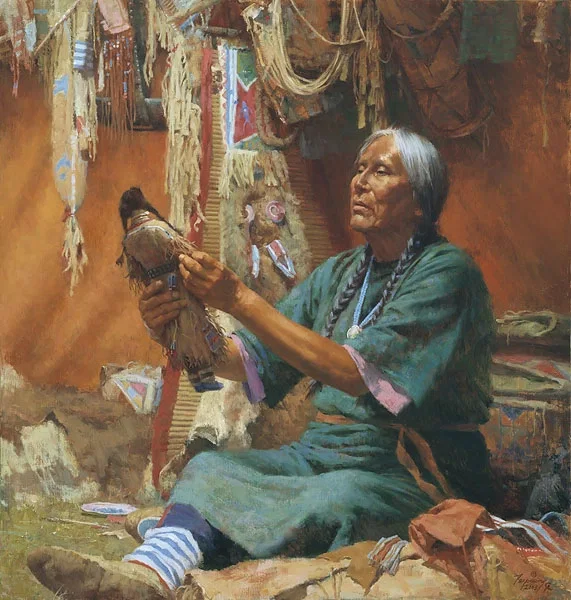 NEW DOLL FOR MY GRANDMOTHER by Howard Terpning — Giclee On Canvas