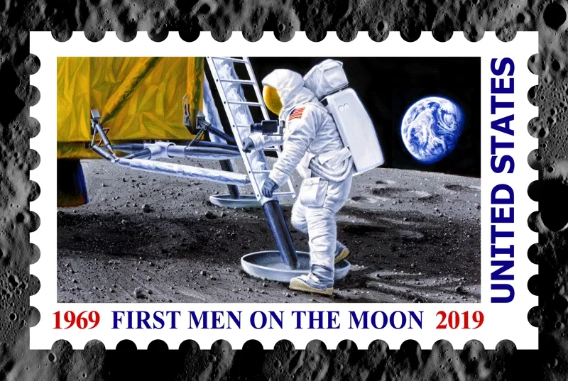 FIRST MEN ON THE MOON by Chris Calle — Giclee On Canvas