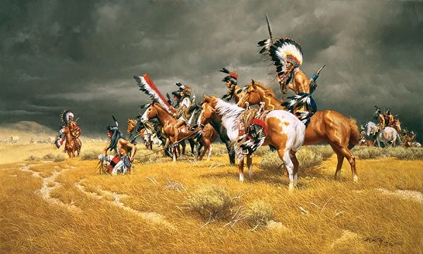 Watching the Wagons Anniversary Edition by Frank McCarthy — Giclee On Canvas Artist Proof