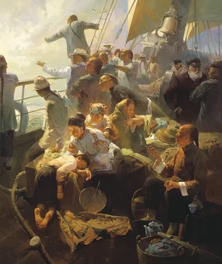 The Golden Mountain - Arriving San Francisco, 1865 by Mian Situ