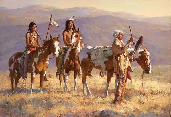 GRANDFATHER PRAYS TO SUN by Howard Terpning — Giclee On Canvas Artist Proof