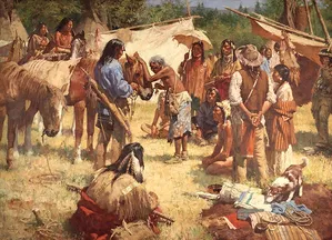 Howard Terpning - THE HORSE DOCTOR AND HIS BAG AT RENDEZVOUS