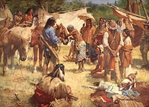 Howard Terpning - THE HORSE DOCTOR AND HIS BAG AT RENDEZVOUS