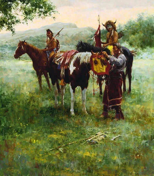 MEDICINE HORSE MASK by Howard Terpning — Giclee On Canvas Artist Proof