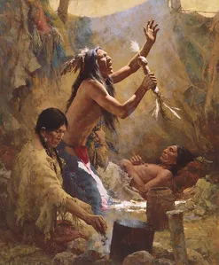 Howard Terpning - Medicine Man of the Cheyenne Masterwork Anniversary Canvas)
