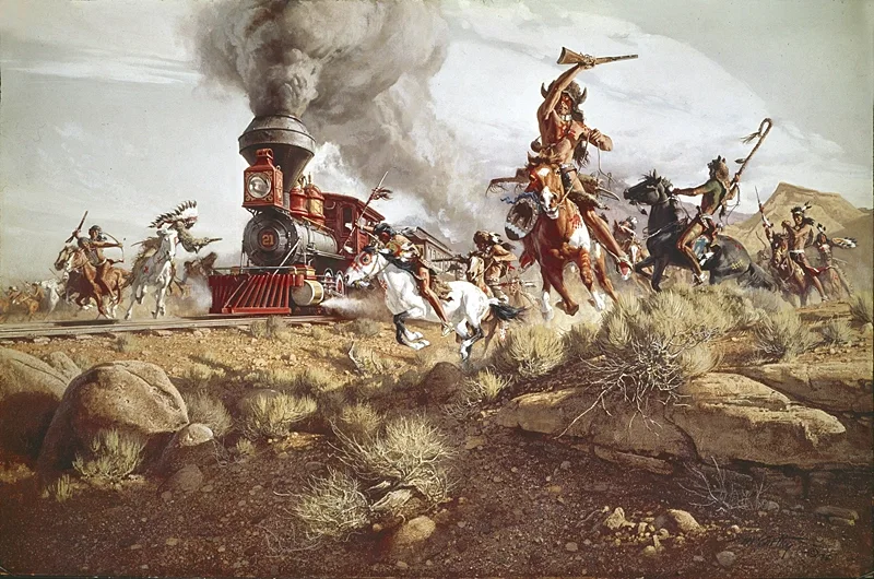 Raiding the Iron Horse by Frank McCarthy — Giclee On Canvas