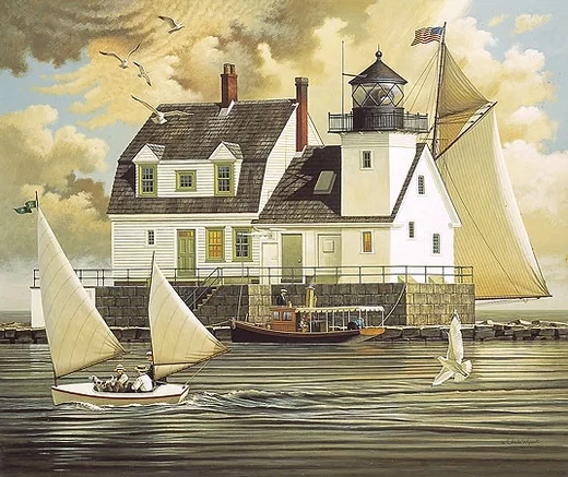 Rockland Breakwater Light ANNIVERSARY EDITION by Charles Wysocki
